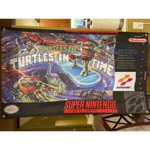 TMNT Turtles in Time 5' Flag Banner Poster Super Nintendo SNES Mutant Ninja